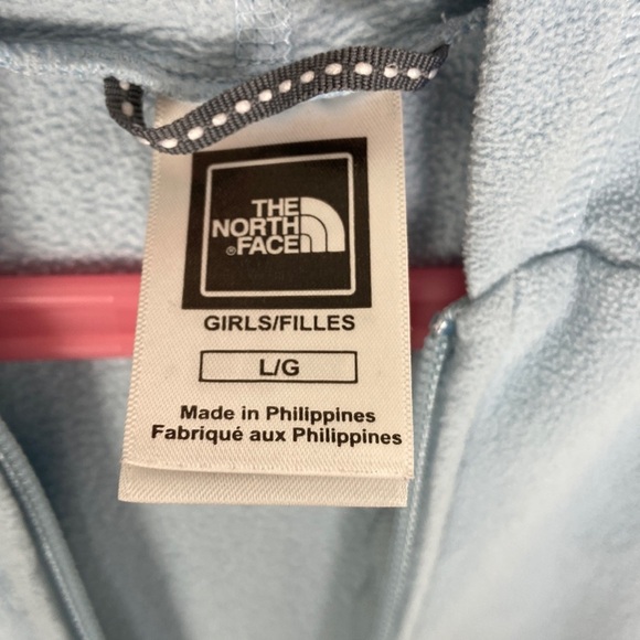The North Face Girl's Large Blue Hooded Fleece Winter Jacket Gorpcore Casual - Picture 8 of 9